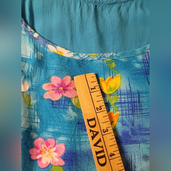 Vintage Jams World Water Daisy Turquoise Floral Boho Lagenlook Hawaiian Mini - Picture 10 of 12